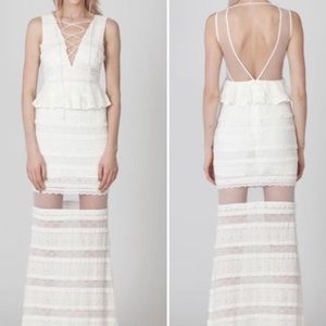 Foxiedox White maxi ruffle dress